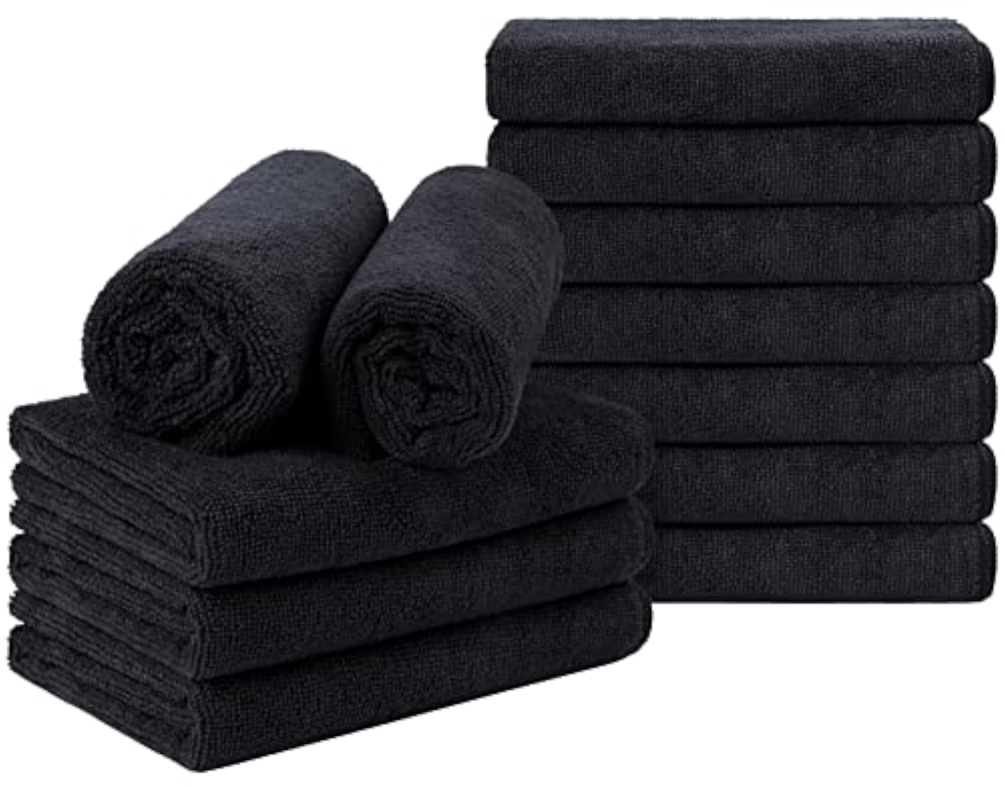 Black Microfiber Hair Towels, 12 Pack
